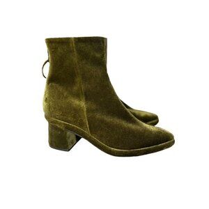 Reike Nen Bootie Ankle Boot Green Velvet Ring Zipper Pull Chunky Heel 37.5